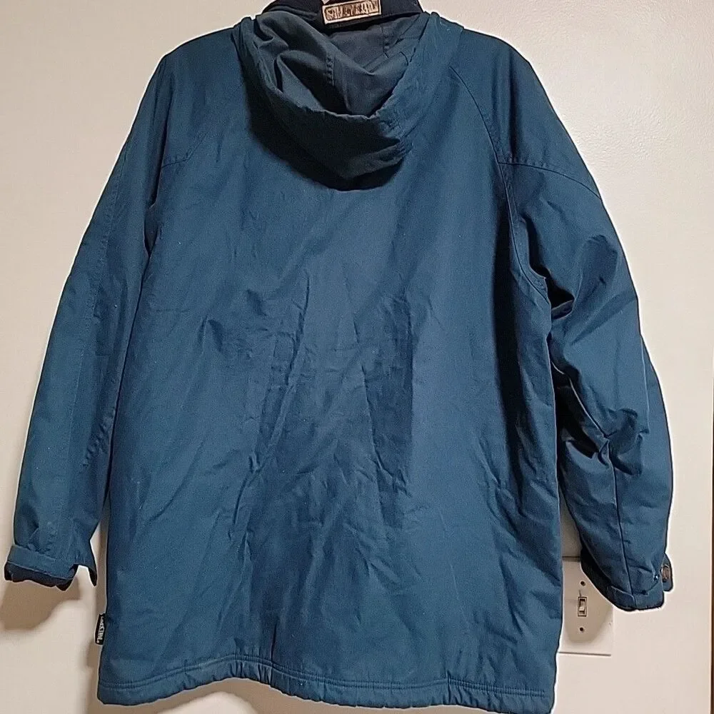 Vintage Pacific Trail Mens Sz L Navy Fleece Lined Hidden Hood Jacket Coat - Picture 3 of 7